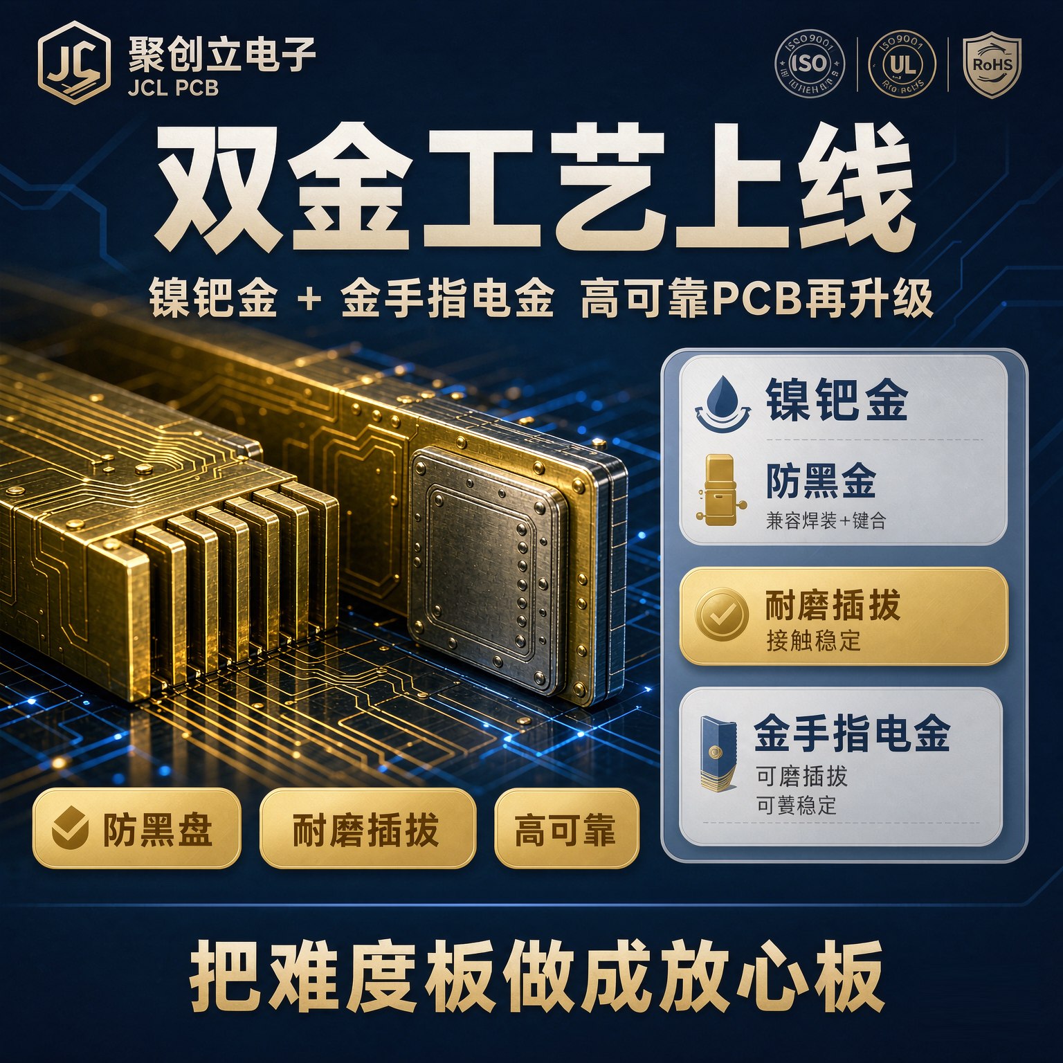 【新工艺上线】镍钯金 + 金手指电金，高可靠PCB再升级！